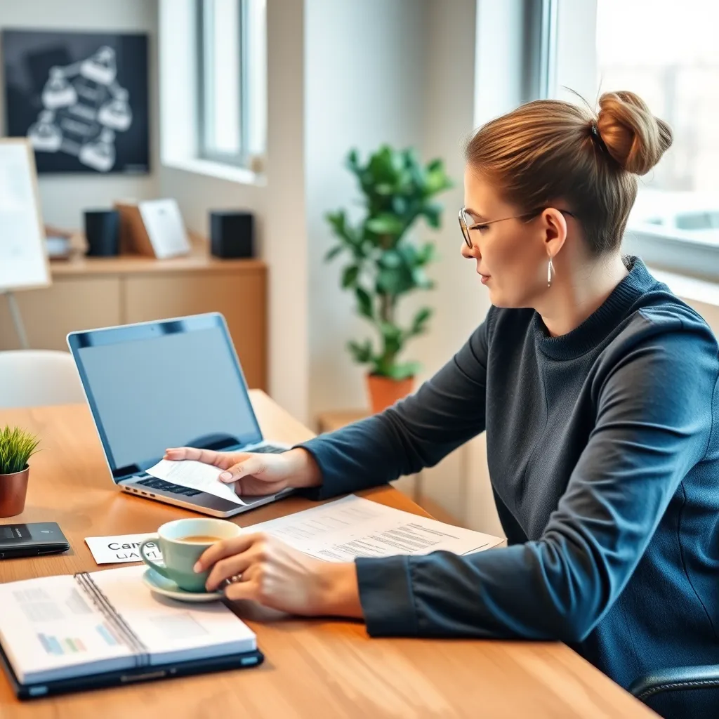 Person beim Studium von Karriereressourcen und Planungsunterlagen